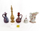 Praying Hands Trinket Box; 40th Anniversary Bell; (1) Imperial Glass Purple Slag Cruet;