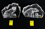 (2) Pieces of Mats Jonasson Lead Crystal Polar Bear Sculptures