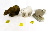 (3) Various Polar Bear Statues