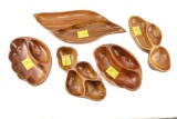 (5) Carved Wood Serving Trays