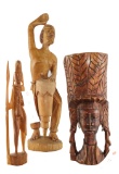 (3) Wood Carved Statues