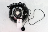 Vintage Mother of Pearl Inlaid Rotary Phone with Stand, one leg missing