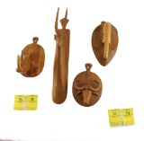 (4) Wood Carved African Animals