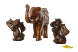 (3) Elephant Wood Carvings