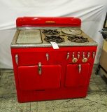 Vintage Red Chambers 4-Burner Gas Range 1950s