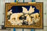 Framed Lighted Trio Polar Bear Tapestry, 80
