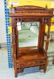 Walnut Eastlake Style Hanging Hall Tree/Mirror with Drawer, 30.5