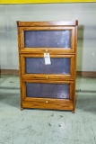 Oak Bookcase with Three Sections, Newer, Glass Front Doors, 24