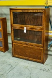 Oak Bookcase with Three Sections, Newer, Glass Front Doors, 12.5