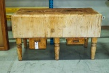 Vintage Early 20th Century Farmhouse Butcher Block, 60
