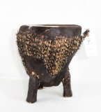African Ceremonial Drum - Animal Hide Covered - Early