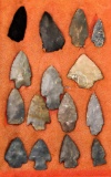 Native American Indian - Frame Of 15 Arrowheads