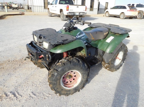 2001 KAWASAKI  PRAIRIE 4 WHEELER, ALL TIME 4 X 4, W/2500LB WINCH, SHOWS 469