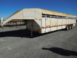 SHOPBUILT 7' X 32' GN STOCK TRAILER, TRIPLE AXLE, SOLID SLIDES, FULL METAL