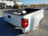 PICKUP BED OFF 2015 CHEV 3500, WHITE W/BUMBER & RECEIVER HITCH