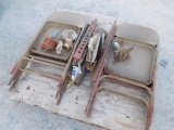 1 LOT MISC. HAND TOOLS, DRAW BAR & CHAINS & PTO PUMPS