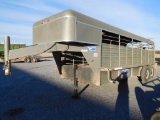 1981 GOOSENECK 6' X 20' STOCK TRAILER, TA, ESCAPE DOOR, SOLID SIDES, 2 COMP