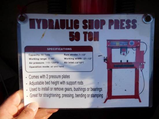 50T SHOP PRESS, HYD. & AIR