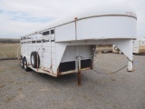 1994 C&M  6' X 18' STOCK TRAILER, GN, 2 COMP., SWING SLIDE REAR GATE, TA, T