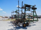 JD 31'  1610 CHISEL PLOW, SPRING SHANKS, WAKO HARROW, RECENT PACKED WHEEL B