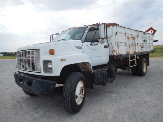 1991 GMC TOP KICK GRAIN TRUCK, DSL, CAT 3116, 6 SPD. W/CORDELL 18' BED & HO