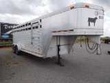 1999 BARRETT 24' GN STOCK TRAILER, TWO COMPARTMENTS, ADJUSTABLE DIVIDER GAT
