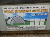 STORAGE SHELTER 20' X 30' X 12', COMMERCIAL FABRIC, ROLL UP DOOR