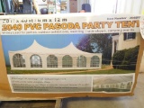PAGODA PARTY TENT, 20' X 40', 18 REMOVABLE PANELS W/PVC CLEAR WINDOWS, 2 ZI