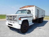 1985 7000 GRAIN TRUCK, 454, GAS, 5/2 SPD., 22' B & H, TARP, TA, DRAG AXLE,