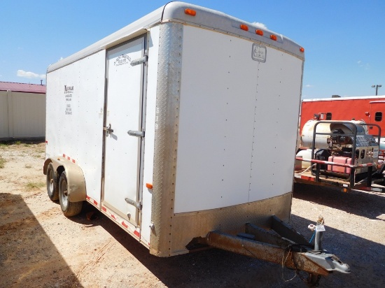 CARGO CRAFT 6'4" X 16' ENCLOSED TRAILER, FOLD DOWN REAR DOOR, SIDE DOOR W/H