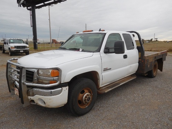 "2006 GMC 3500 PICKUP, DEWEZE BED, DUALLY, ALLISON TRANS., 4X4, DSL., EXT.