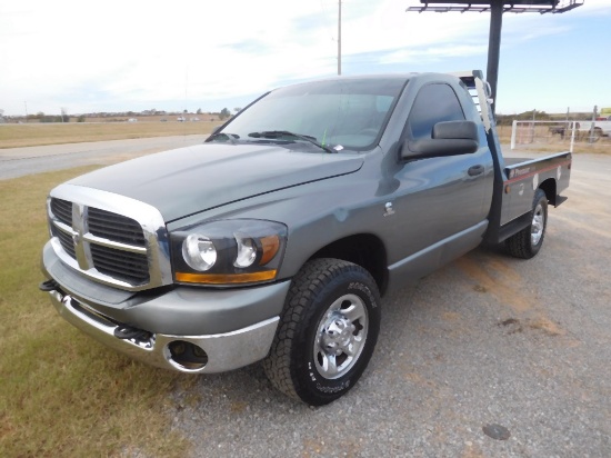 2006 DODGE RAM 2500 PICKUP, DSL., AUTO, BOSWELL FLATBED, SHOWS 216840 MILES