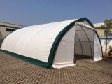 30' X 40' X 15' PEAK CEILING STORAGE BUILDING, DOUBLE DOOR, COMMERCIAL FABR