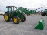 2014 JD 6140D TRACTOR, MFWD, CAB H&A, 3 PT., 540/1000 REVERSABLE PTO SHAFT,