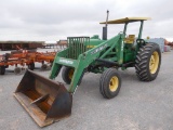 1964 JD 4020 TRACTOR, DSL, 3 PT., PTO, POWER SHIFT W/DUAL LOADER & BUCKET,