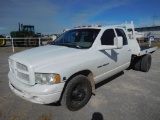 2004 DODGE 3500 PICKUP, CREW CAB, AUTO, AUTO, DIESEL, FLATBED SHOWS 262,790