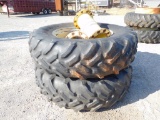 SET OF 20.8X38 CASE TIRES ON 10 HOLE DUALS W/24