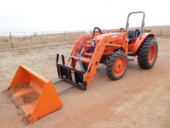 2012 KUBOTA M5640 SU TRACTOR, FWA, ROPS, 3PT, PTO, SINGLE HYD., 14.9-28, 8