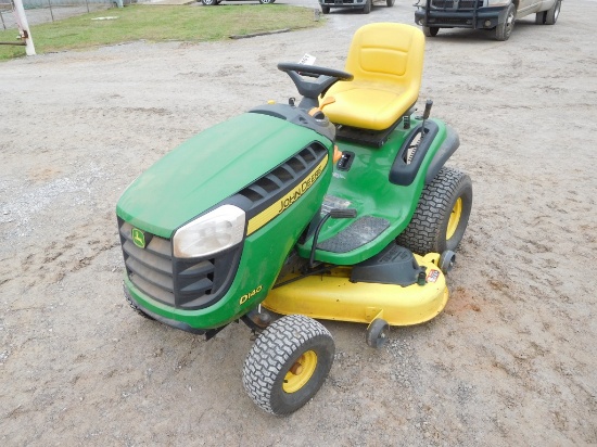 JD D140 RIDDING LAWN MOWER, 48" DECK, 22HP. ENGINE, HYDRASTAT DRIVE