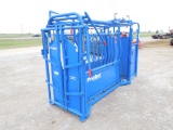 PRIEFERT MANUAL CATTLE CHUTE, LEFT HAND, W/PALPATION CAGE