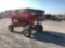 J & M 4 WHEEL GRAVITY WAGON, FITTED TARP, 170 BU.