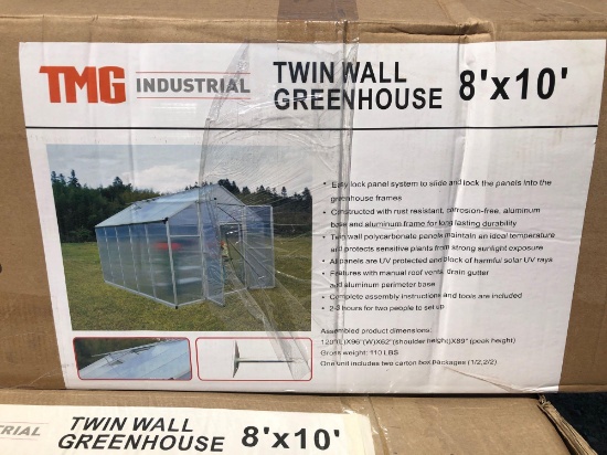 8' X 10' TWIN WALL GREEN HOUSE, UNUSED