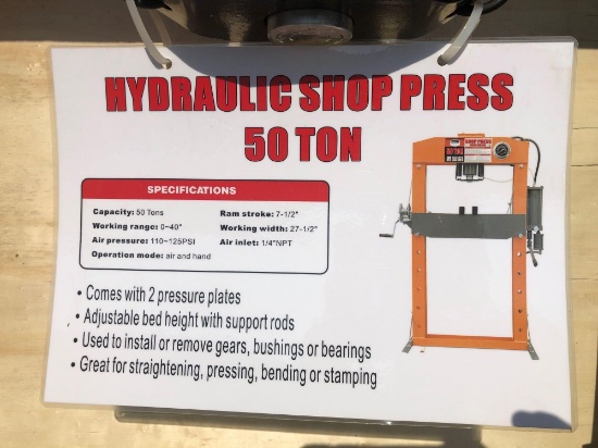 50 T. SHOP PRESS, UNUSED