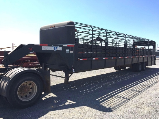 2012 NECKOVER 102" X 42' CATTLE TRAILER, GROUND LOAD, 4 COMPARTMENT, SWING REAR GATES,