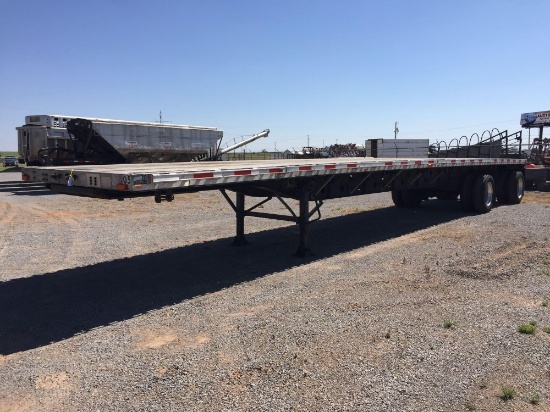 1994 TRANSCRAFT...48' FLATBED TRAILER,... SPREAD AXLE, 11R24.5 ALUM....