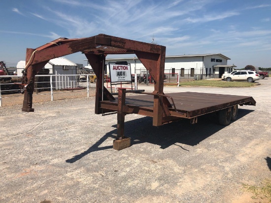 SHOPBUILT GN FLATBED TRAILER 8'6" X 18' W 3' DOVETAIL, SOLID STEEL, TA