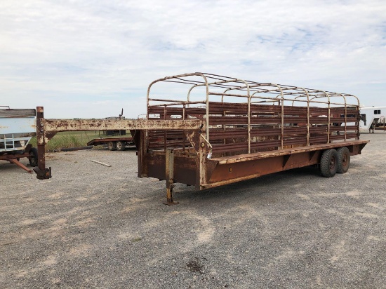 SHOPBUILT 24' STOCK TRAILER, 3 COMPARTMENTS, STEEL, TA