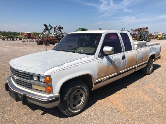 1988 CHEV. 1/2 T. PICKUP, 2WD, EXT. CAB, GAS, LONG BED