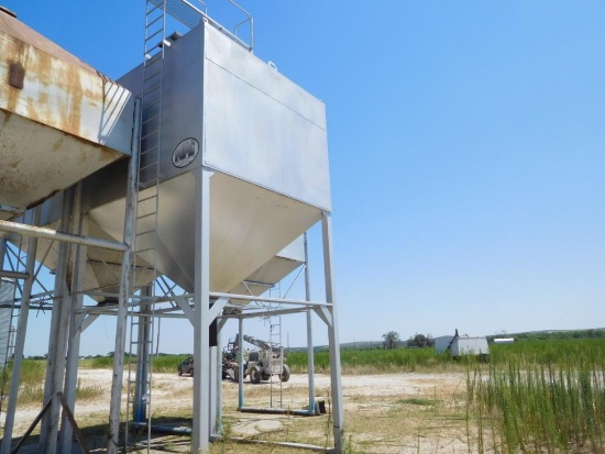 OVERHEAD FEED BIN, 10' X 10' X 20', V BOTTOM, PORTABLE, FRAME MOUNTED