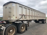 1997 TRAVIS 39' END DUMP, ALUMINUM, FLAT BOTTOM, TA, AR, SIDE RO TARP W/HAND CRANK